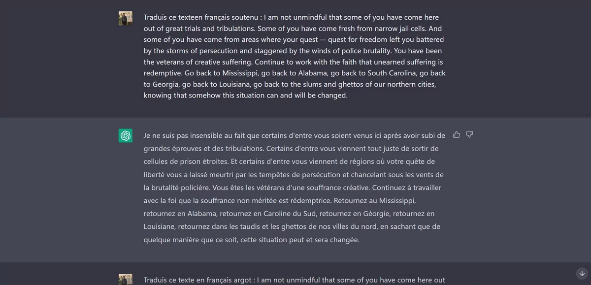 ChatGPT traduction © © ChatGPT / Alexandre Schmid pour Clubic