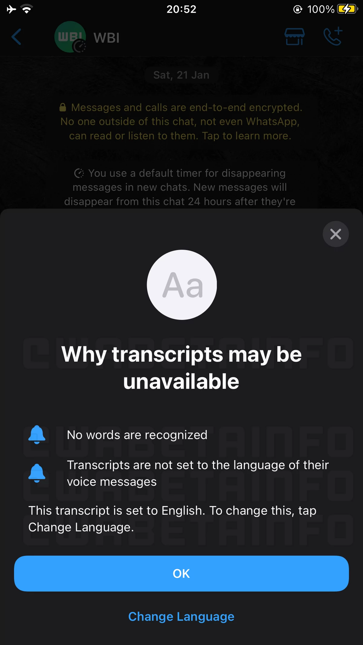 transcription audio WhatsApp © WABetaInfo