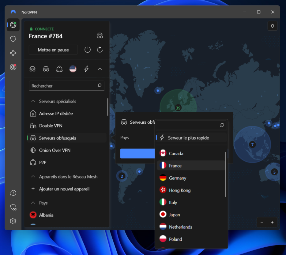nordvpn serveur obfusqué © clubic.com
