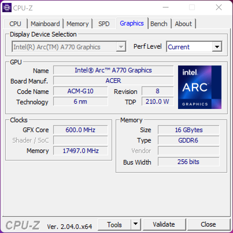 Intel ARC A750 LE et Acer ARC A770 OC © Nerces