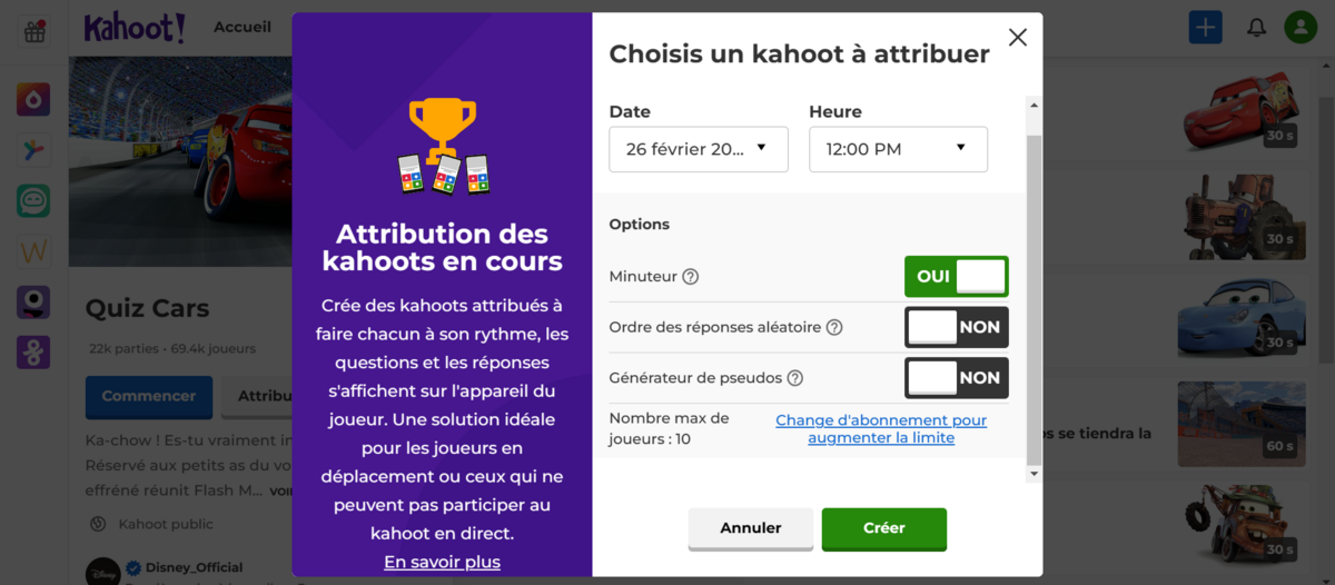 attribuer kahoot