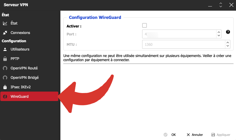 WireGuard en serveur VPN de la freebox