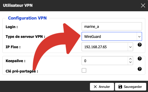 Configurer un utilisateur pour le serveur VPN de la freebox