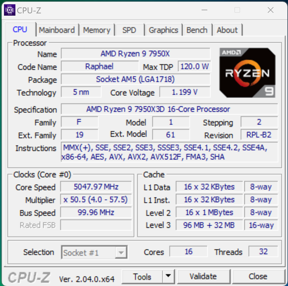 AMD Ryzen 9 7950X3D © Nerces