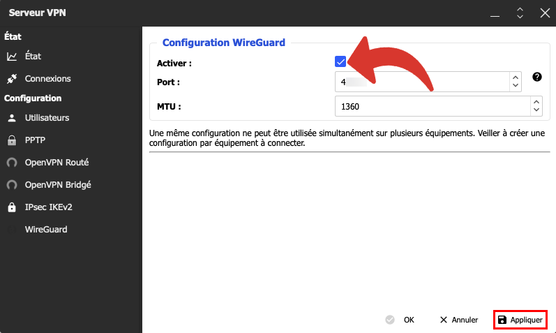 Activer WireGuard Freebox OS