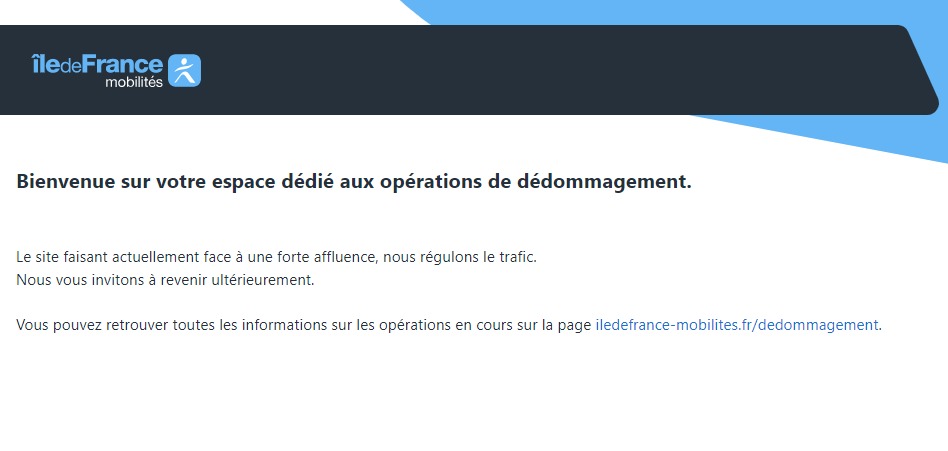IDFM Mobilités message panne