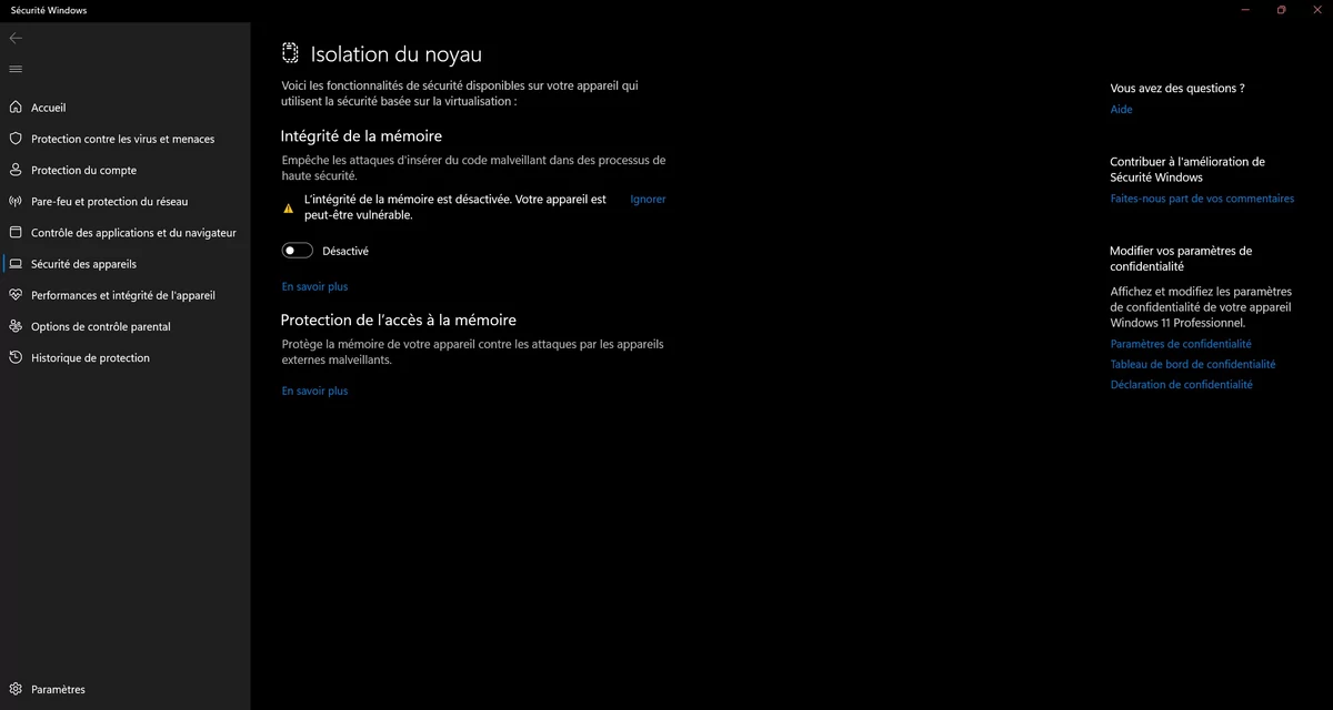 Windows 11 / 10 VBS © © Windows 11 / Alexandre Schmid pour Clubic