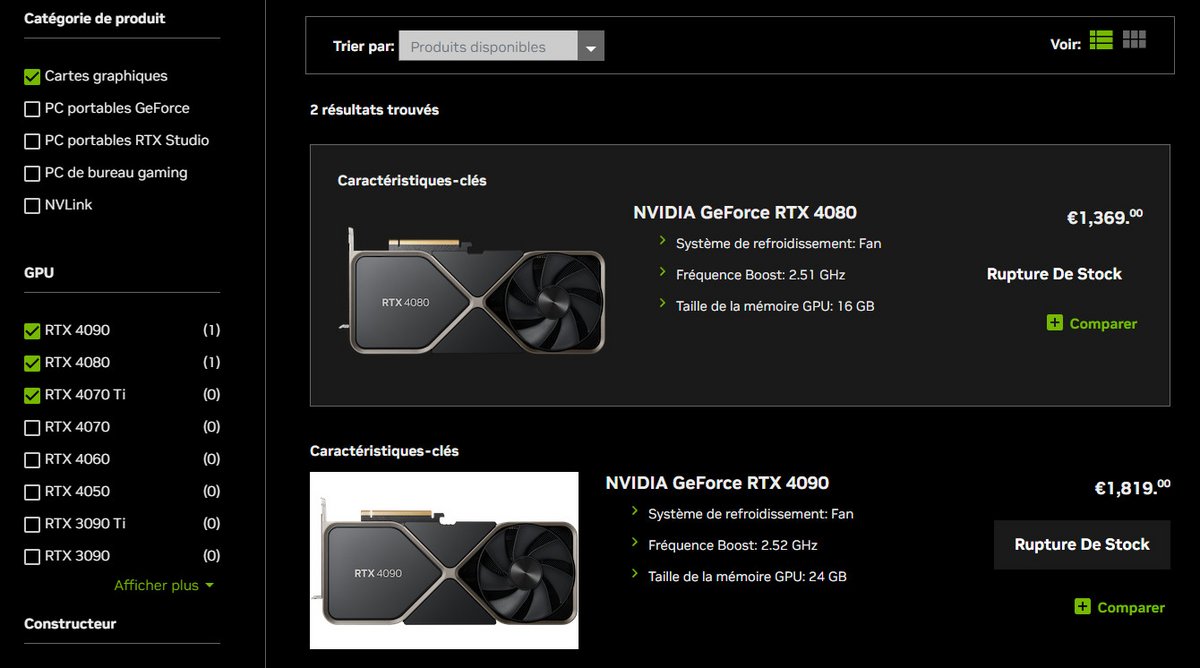 Prix NVIDIA GeForce RTX 4080/4090 FE © NVIDIA