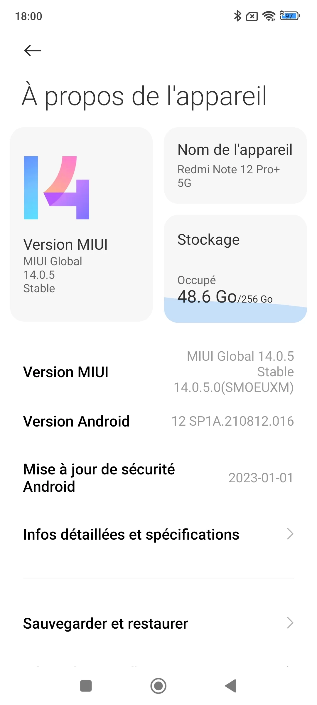 Android 12 Xiaomi Redmi Note 12 Pro+ © Nicolas Lafarge