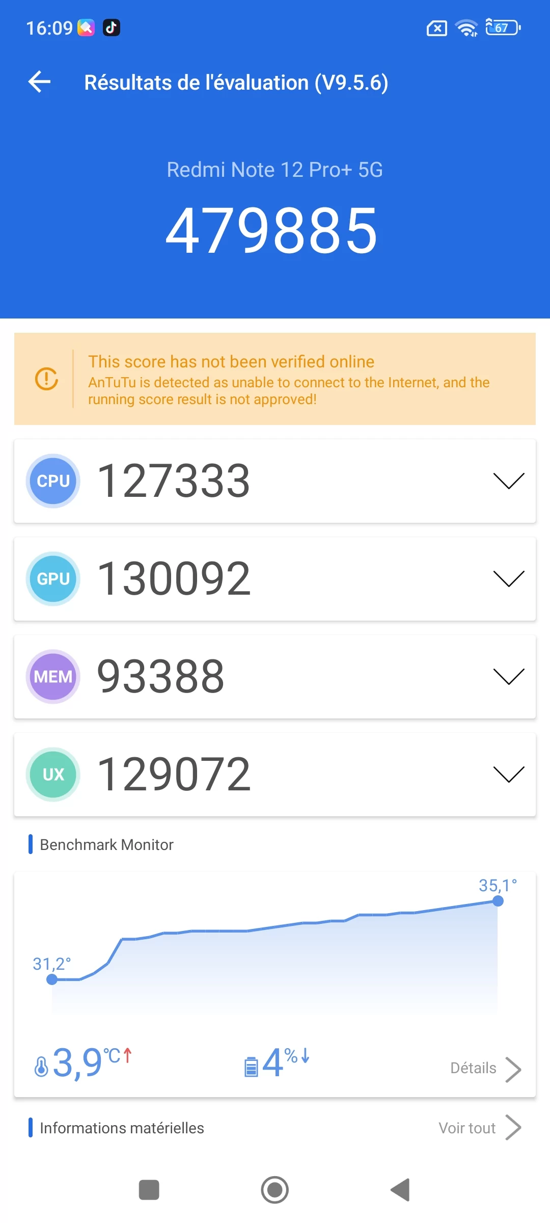 Benchmark Xiaomi Redmi Note 12 Pro+
