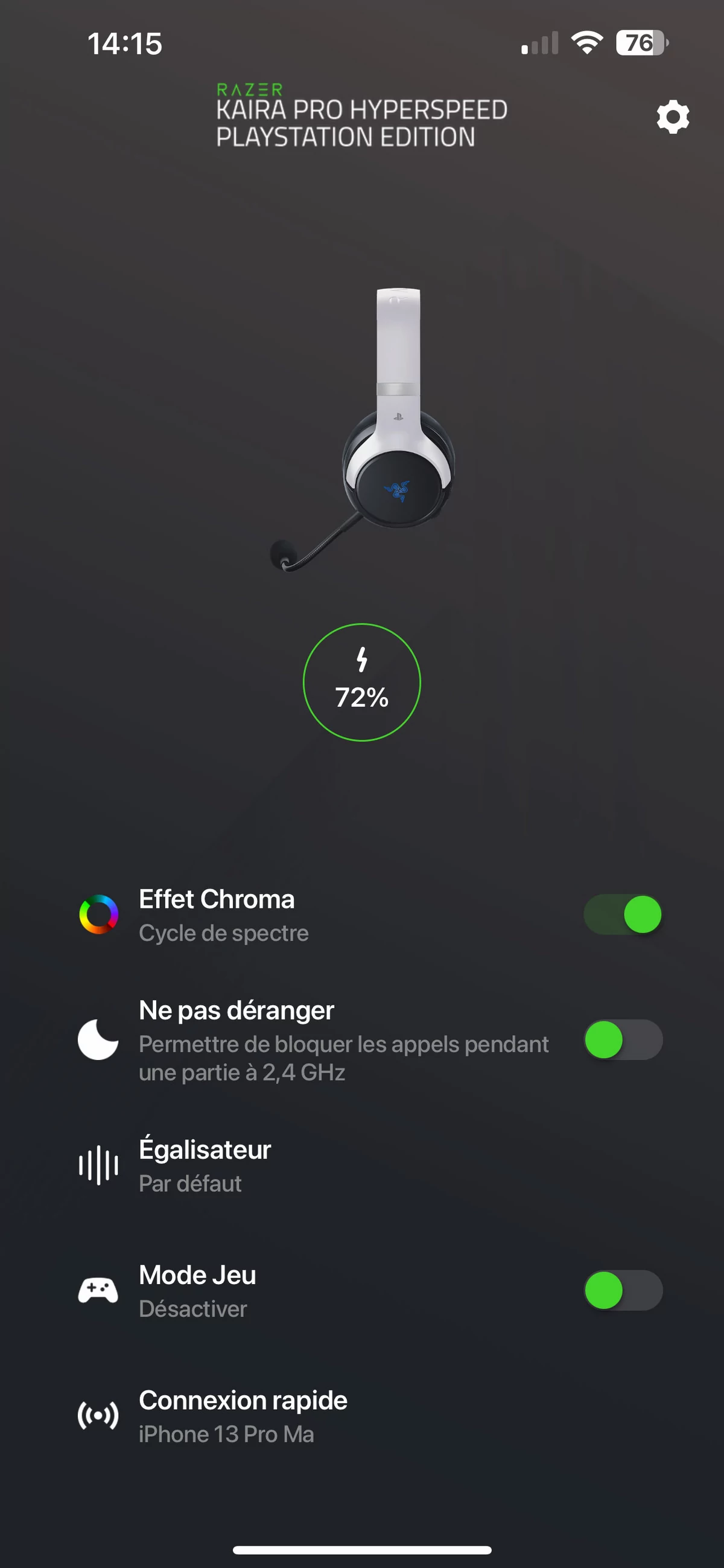 App compagnon Razer audio