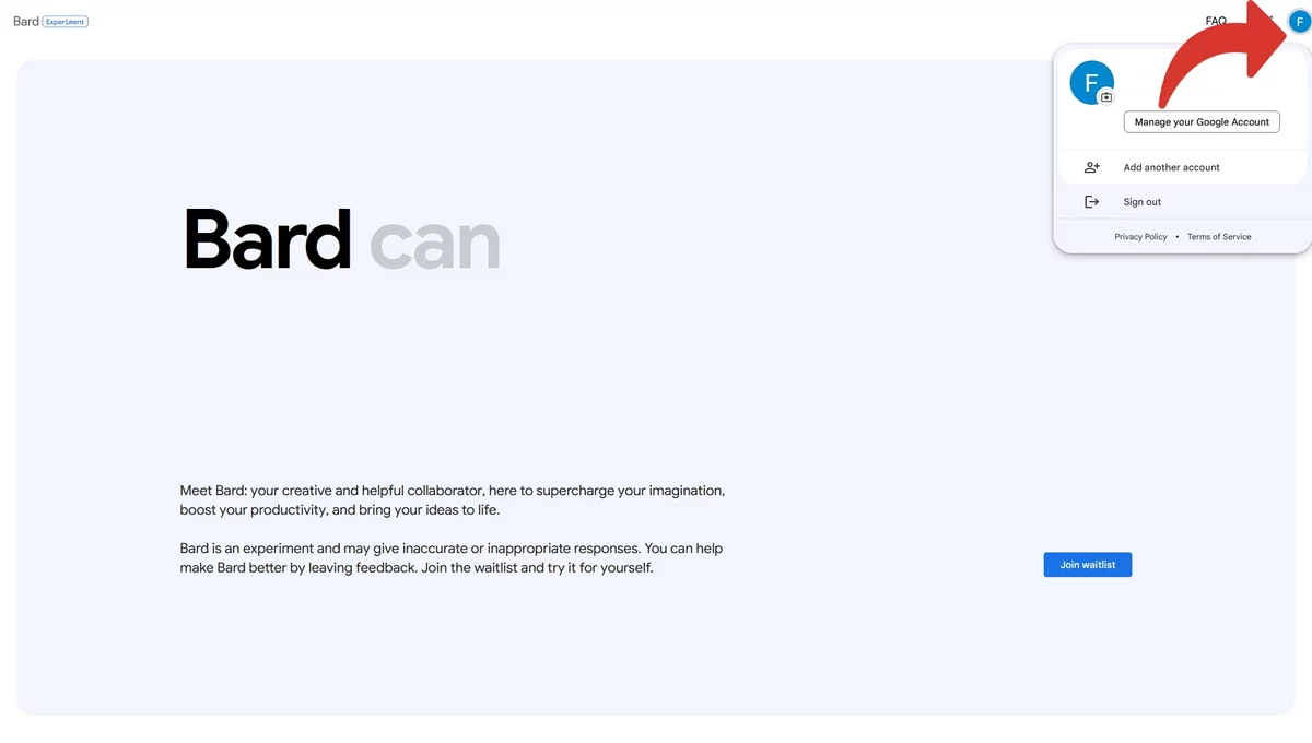 Google Bard tuto verif compte © Google
