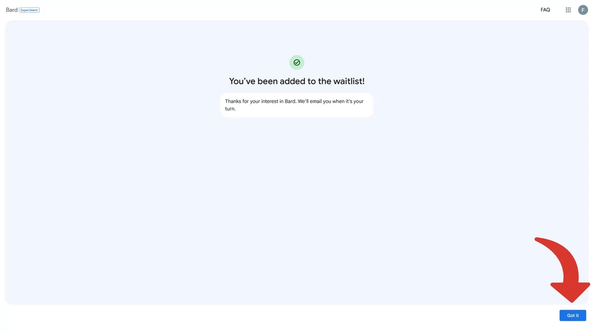 Google Bard tuto confirmation inscription 2 © Google