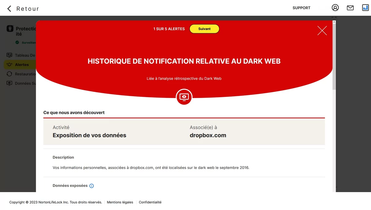 Norton Identity Advisor Plus notification © Norton