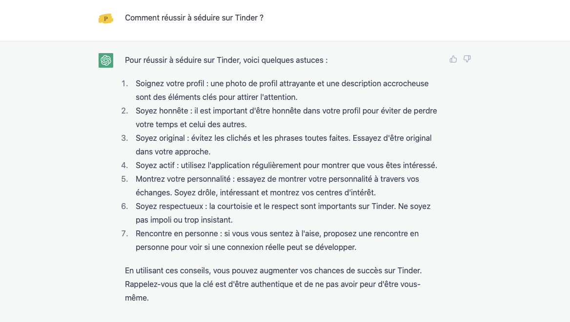 ChatGPT Tinder © © OpenAI