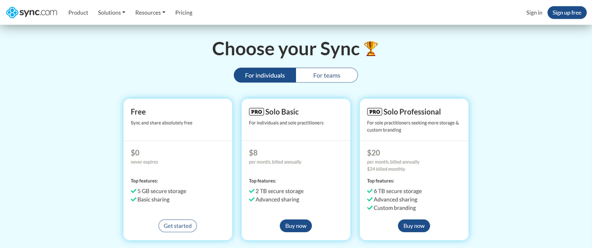 Sync.com - Offres particuliers
