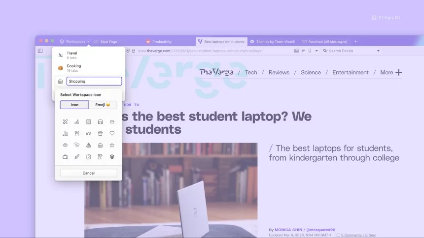 Workspace Vivaldi © Vivaldi