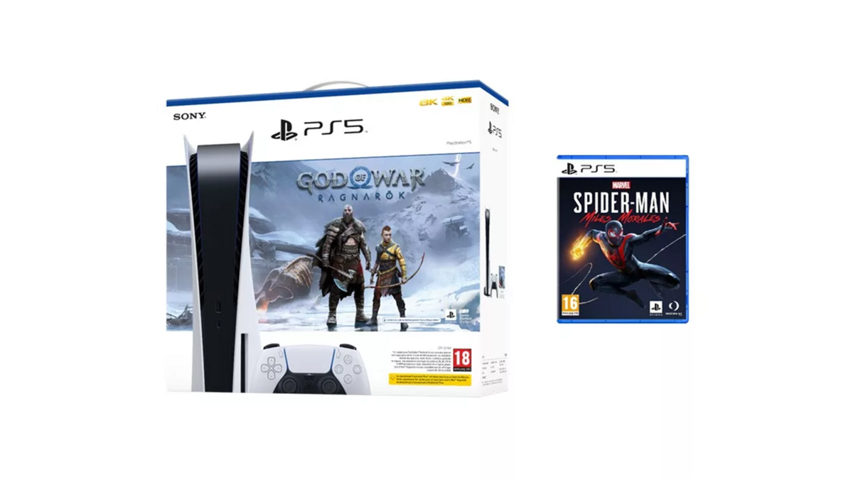 La PlayStation 5 standard avec God of War Ragnarök et Spider-Man : Miles Morales