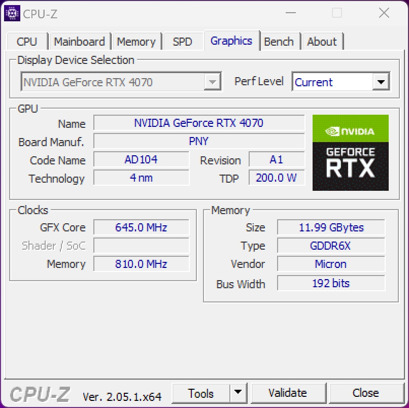 PNY RTX 4070 Verto 12 GB © Nerces