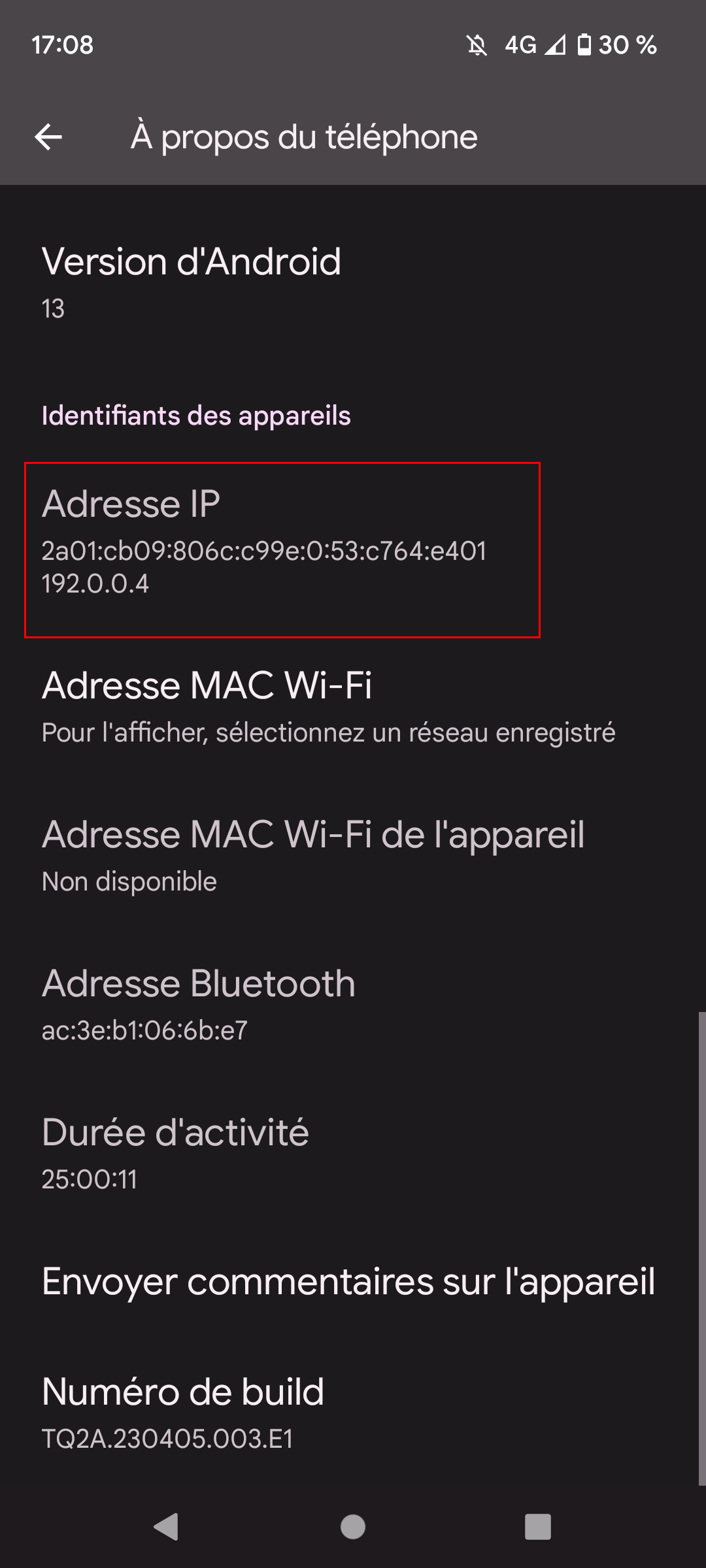 Android - Adresse IP mobile