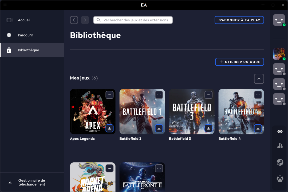 EA App Screen
