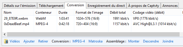 Conversion et assemblages de vidéos avec Captvty