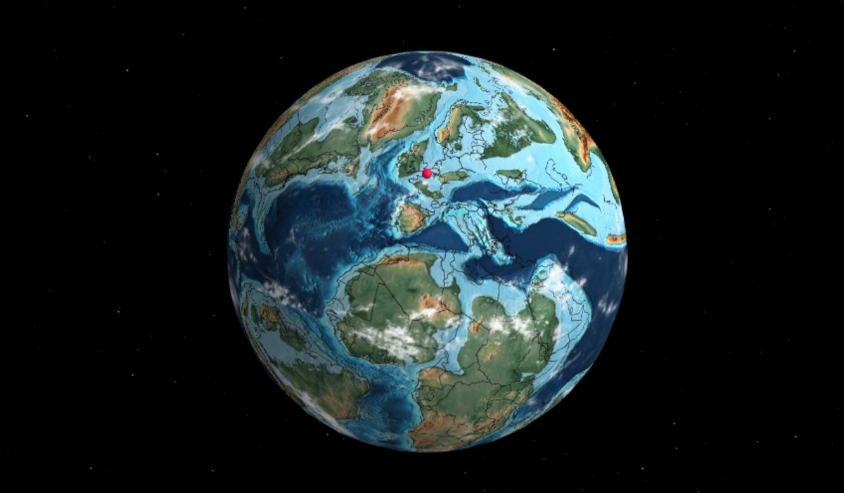 Paris au milieu des eaux, il y a 90 millions d'années. © Ancient Earth Globe