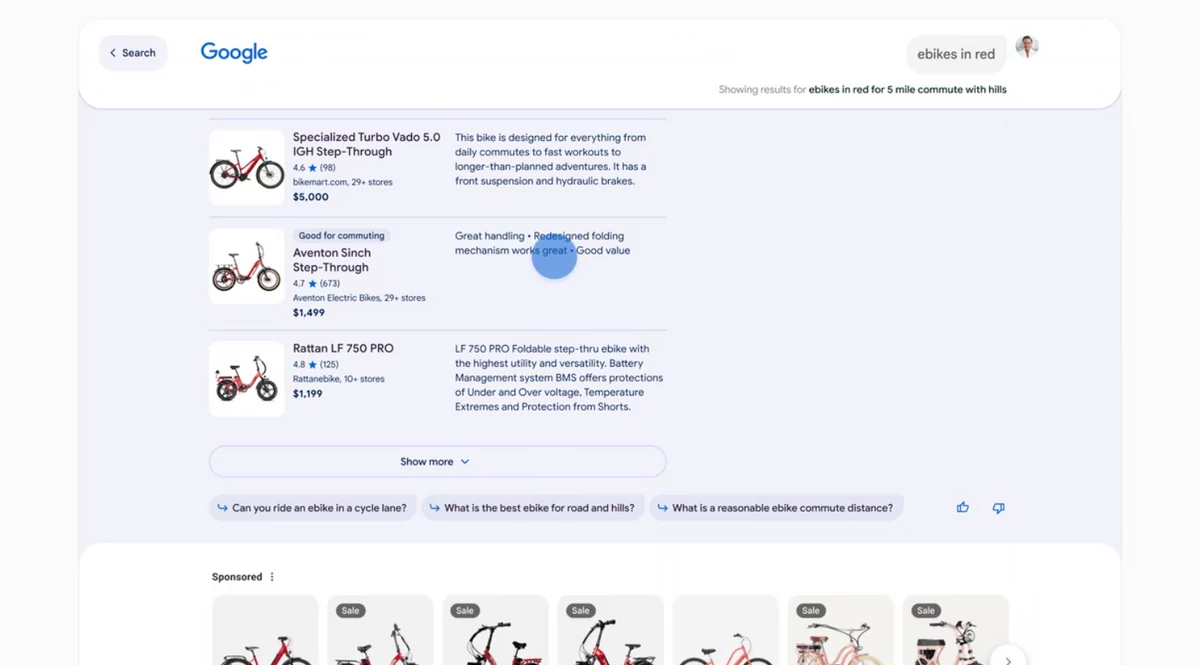 Google moteur de recherche IA générative vélo © Google