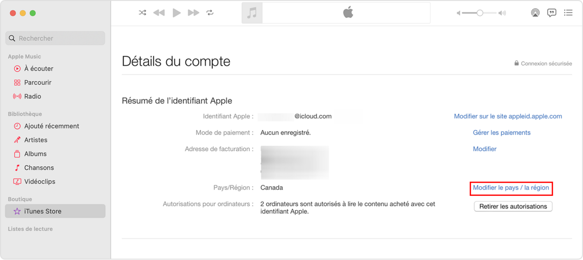 app store changer pays © apple