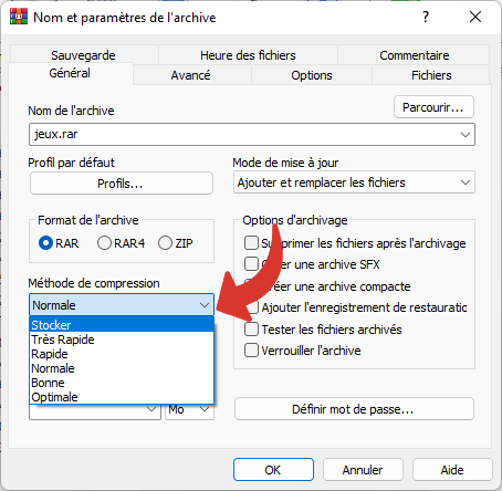 Store compression method - WinRAR