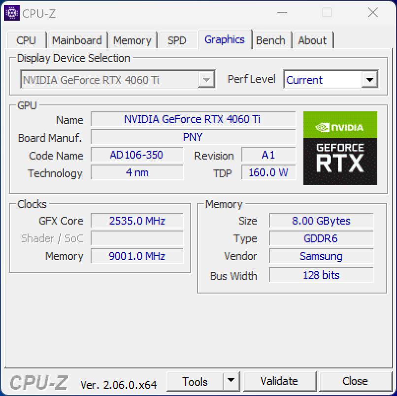 PNY GeForce RTX 4060 Ti 8GB Verto © Nerces