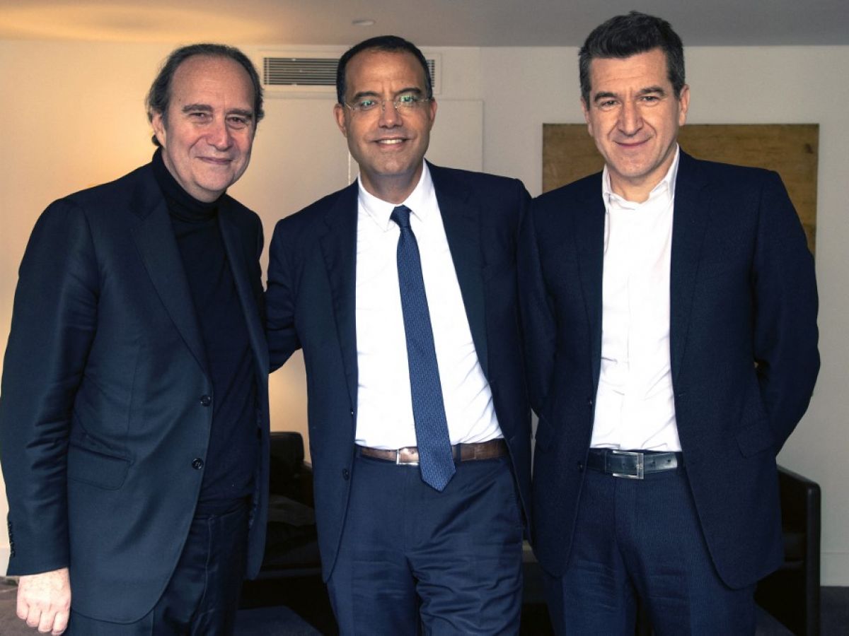 Xavier Niel, Moez-Alexandre Zouari et Matthieu Pigasse © Bertrand Guay / AFP