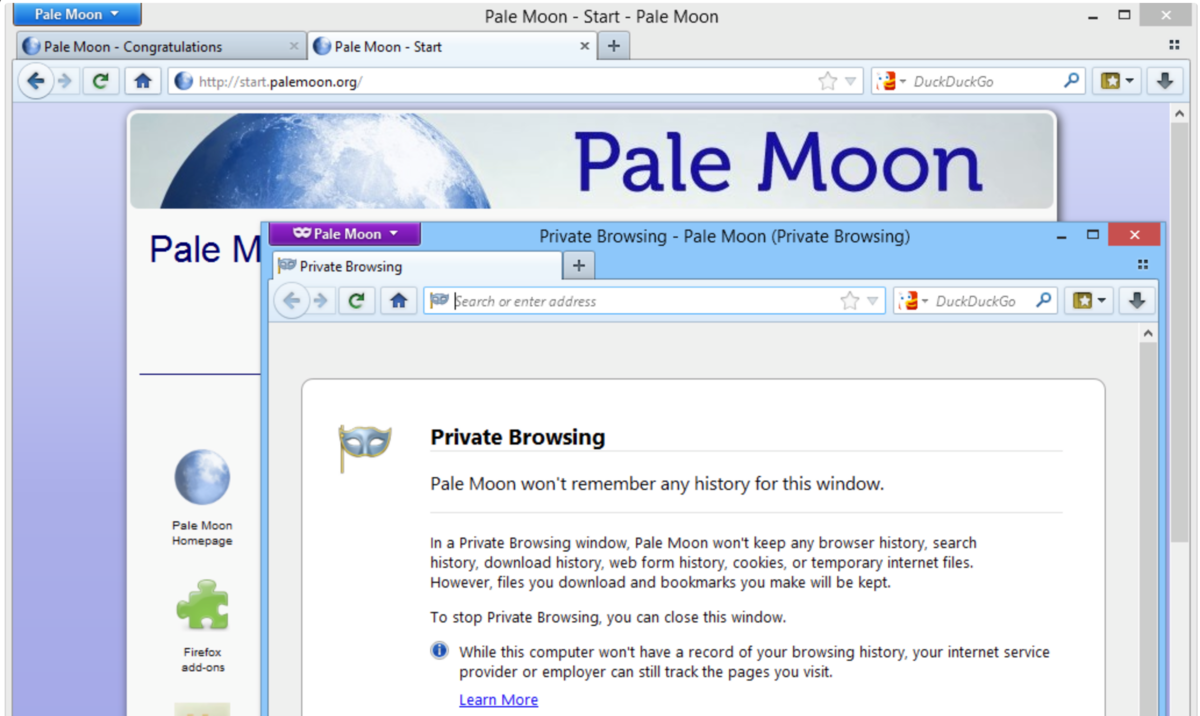 Pale Moon se base sur Mozilla Firefox en reprenant son ancienne interface