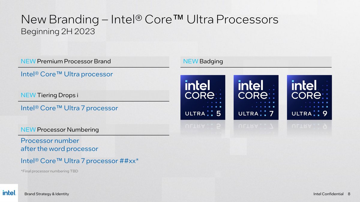 Nouvelle nomenclature Intel CPU Core © Intel