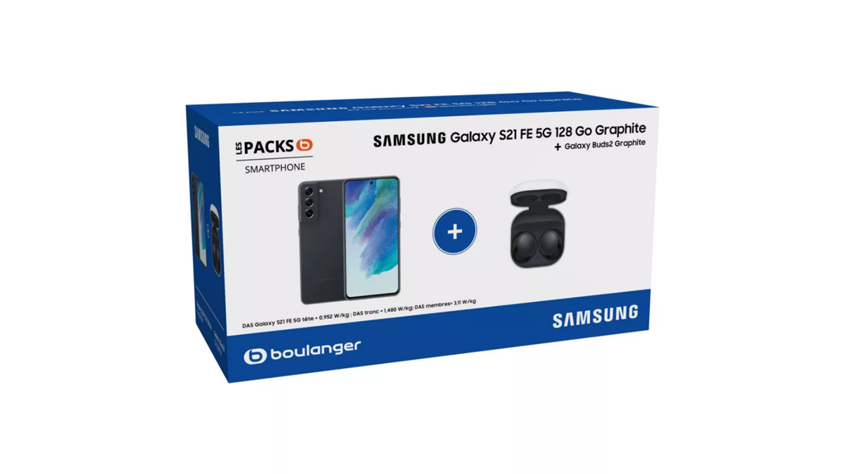 Le pack Boulanger avec le Samsung Galaxy S21 FE et les écouteurs Samsung Galaxy Buds2