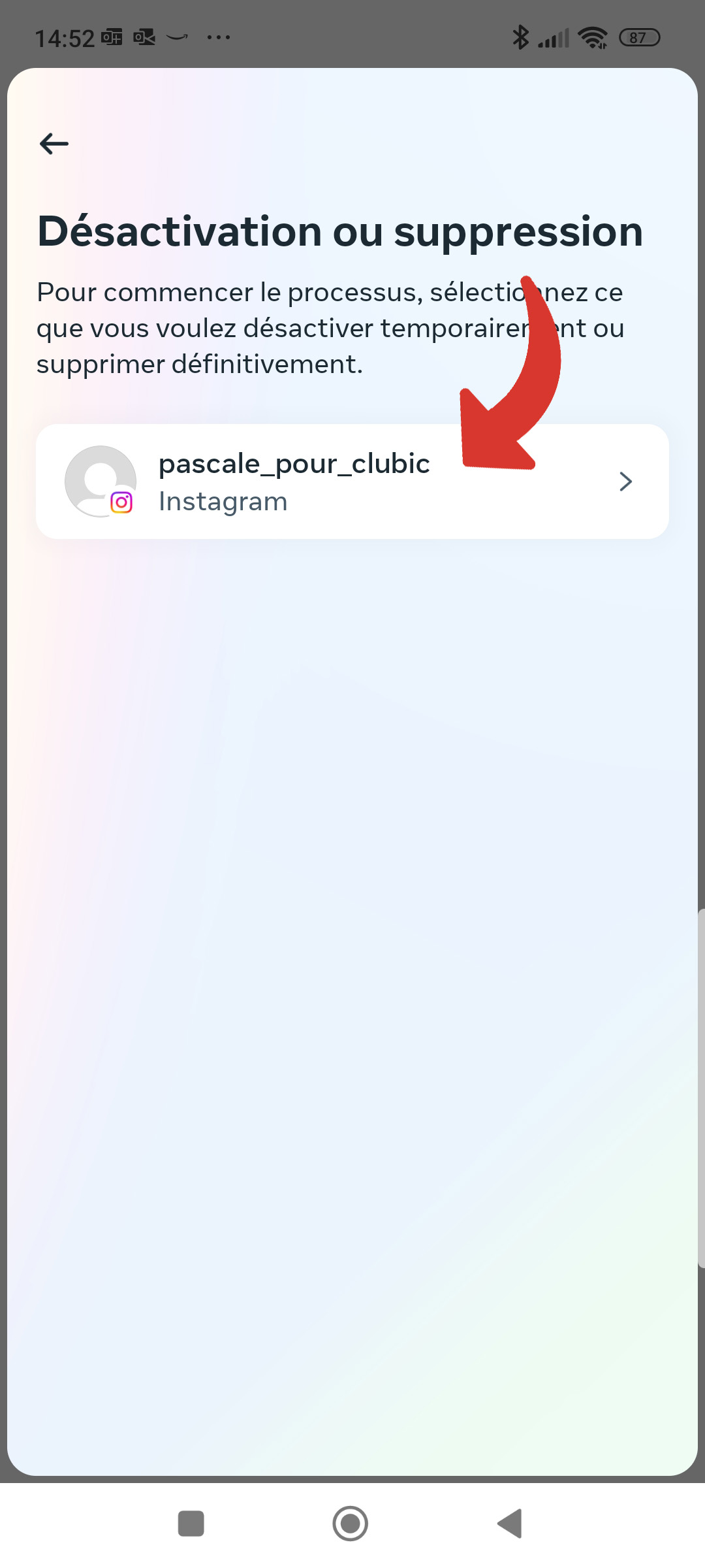 threads - account to delete