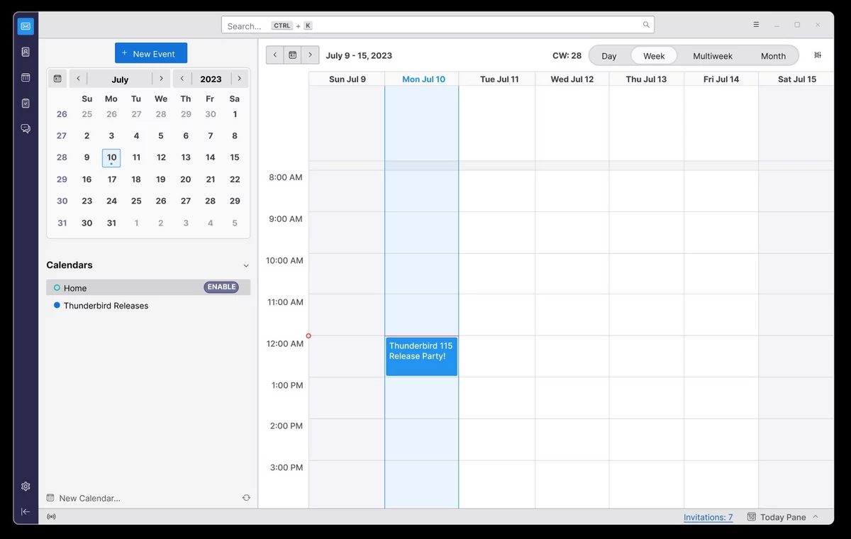 Thunderbird 115 Calendrier © Mozilla