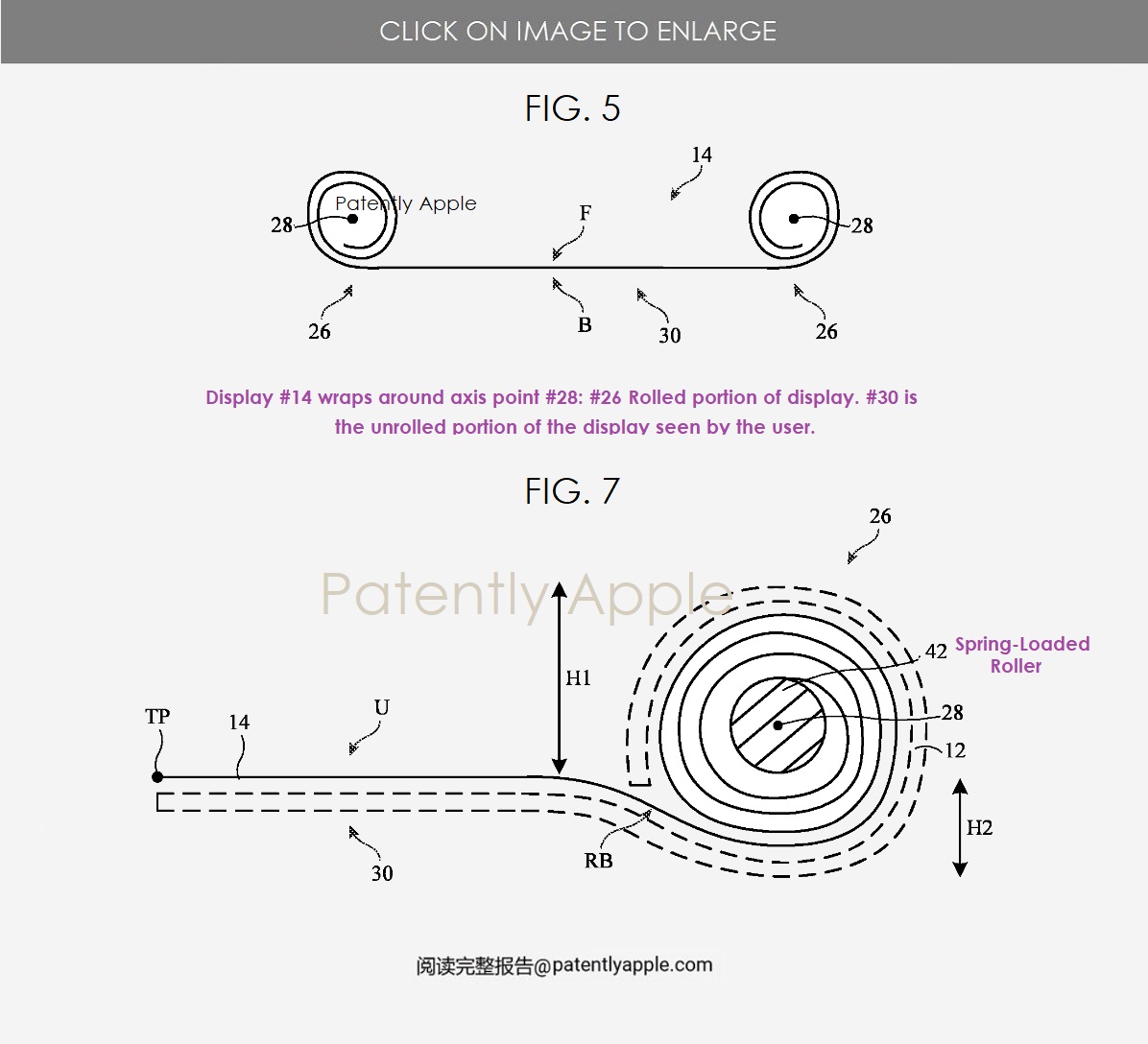 Schémas en coupe de l'écran issus du brevet © Patently Apple