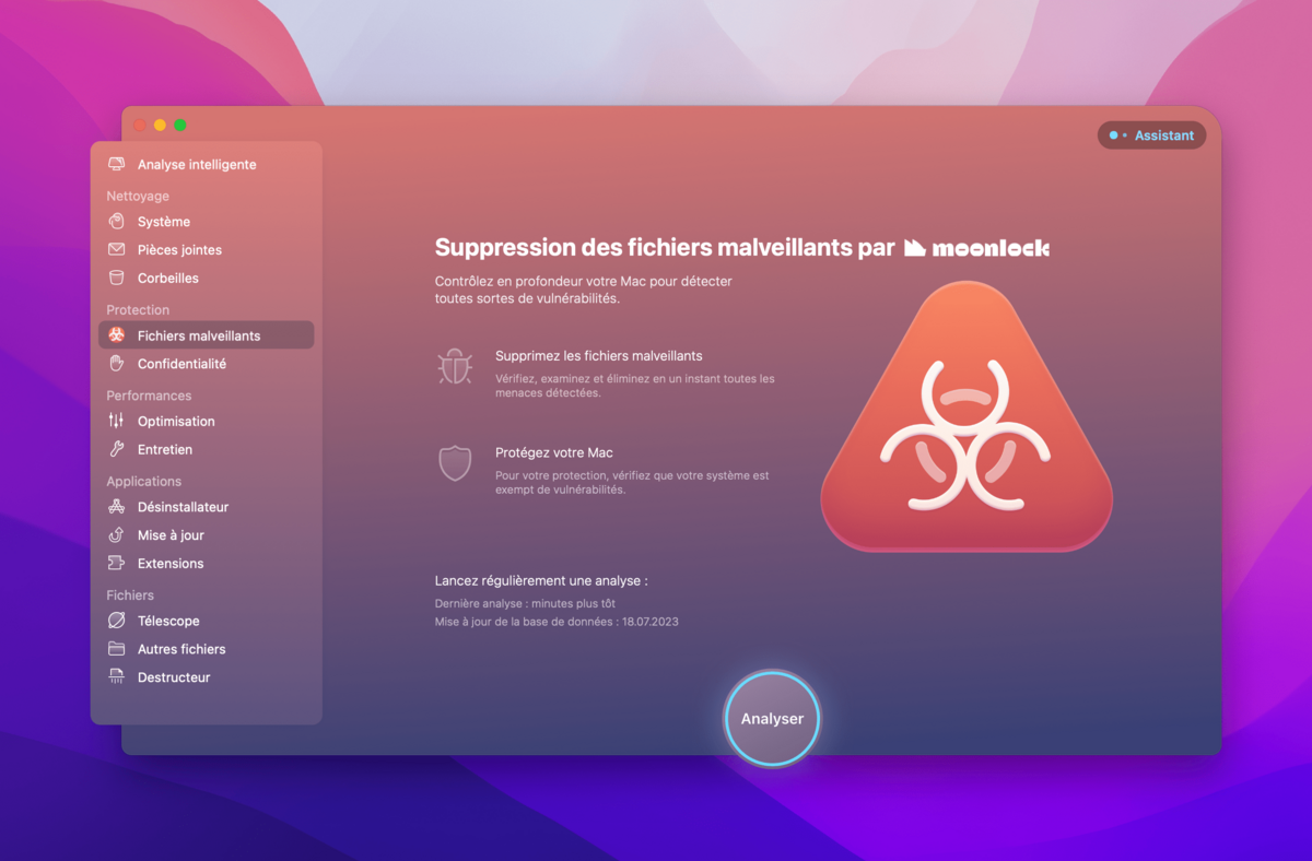 Moonlock est la solution antivirus intégrée à CleanMyMac © MacPaw