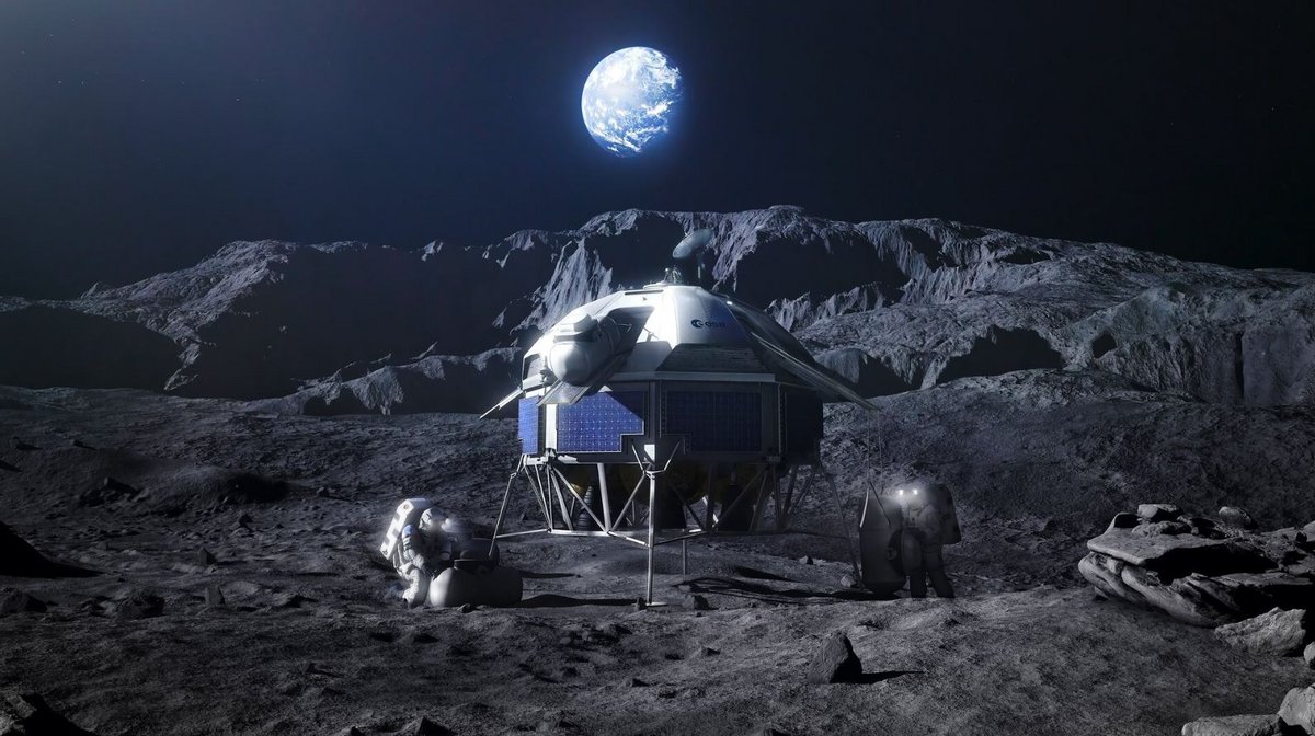 Le concept d'atterrisseur au service d'une base et de la survie sur la Lune gagne du terrain. Crédits ESA