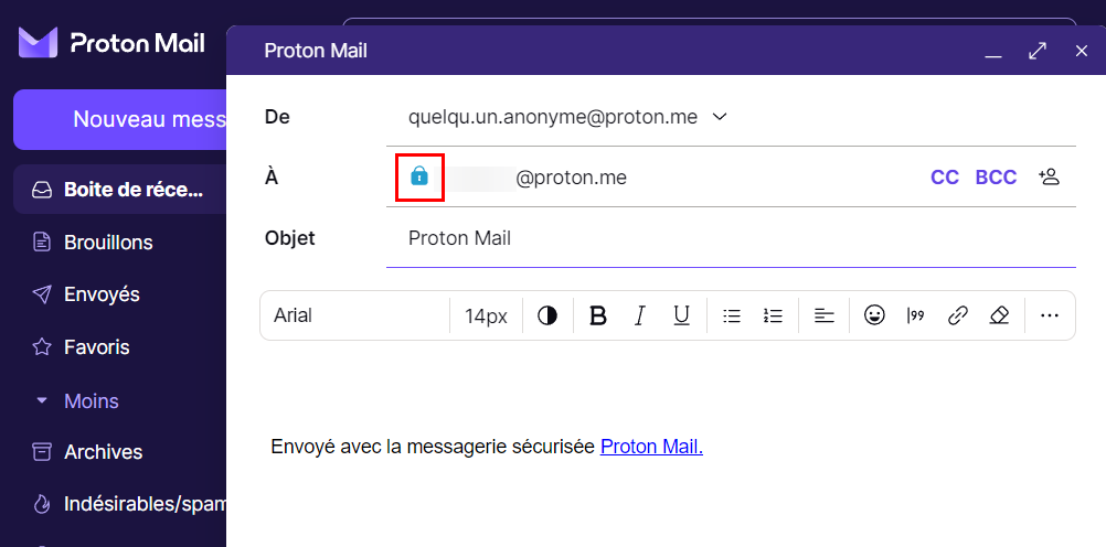Les emails sont automatiquement chiffrés avec Proton Mail