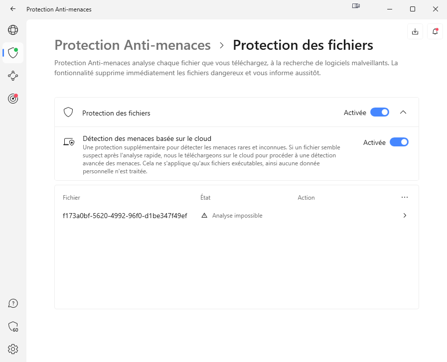 NordVPN - Protection Anti-Menaces - Les fichiers