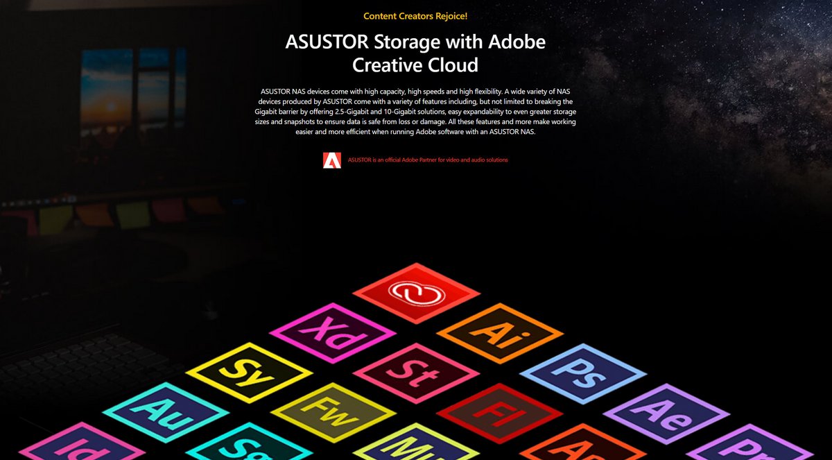 ASUSTOR et Adobe travaillent maintenant en partenaires © Adobe