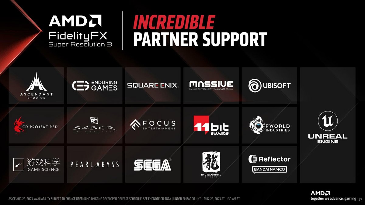 FSR 3 partner developers © AMD