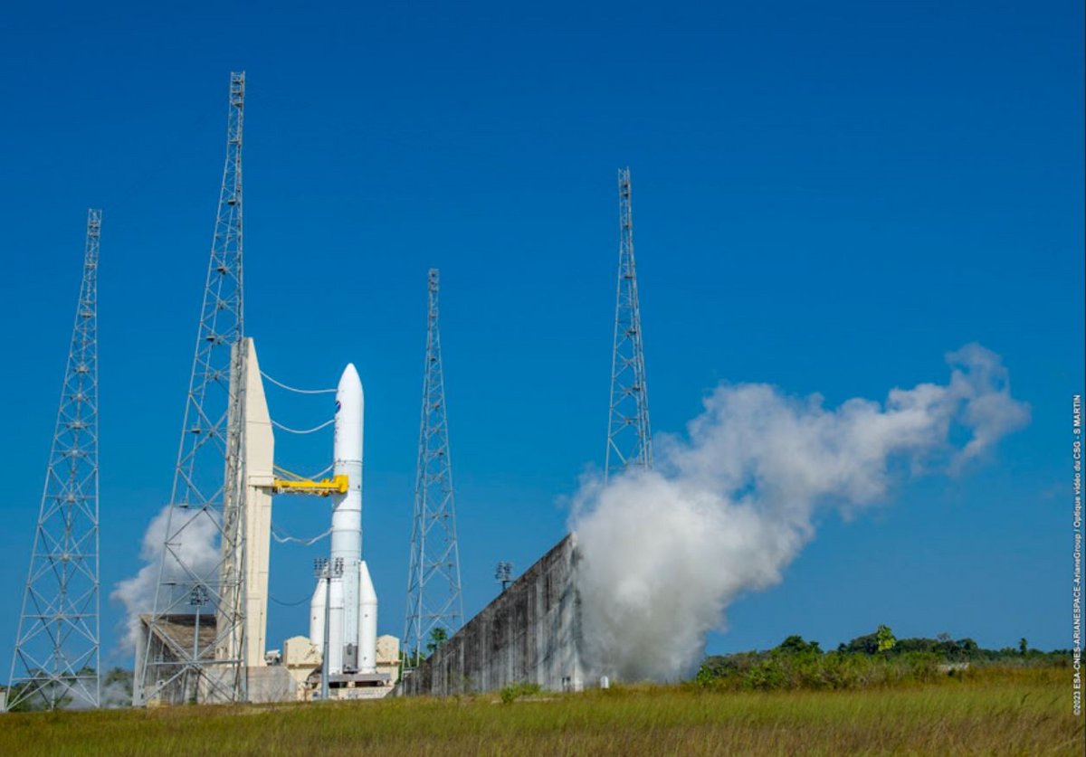 Pour la première fois, le moteur Vulcain du premier étage a été mis à feu sur son site de lancement. © ESA/CNES/Arianespace/Arianegroup/CSG/S.Martin