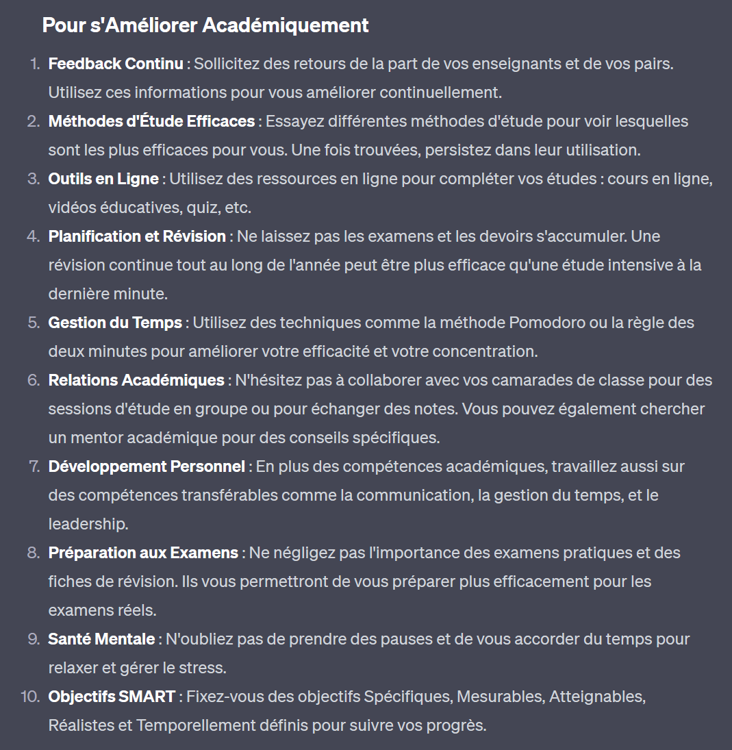 ChatGPT conseils rentrée amélioration