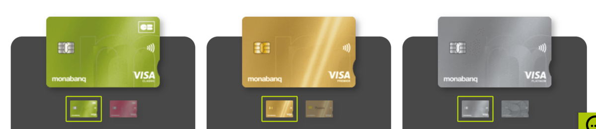 Monabanq - Les différentes cartes bancaires