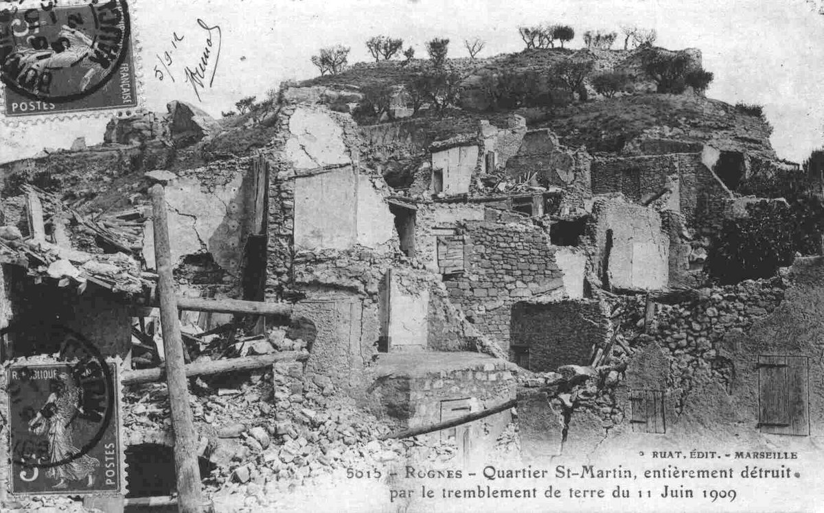 Une carte postale de l'époque, après le séisme de Lambesc © IRSN