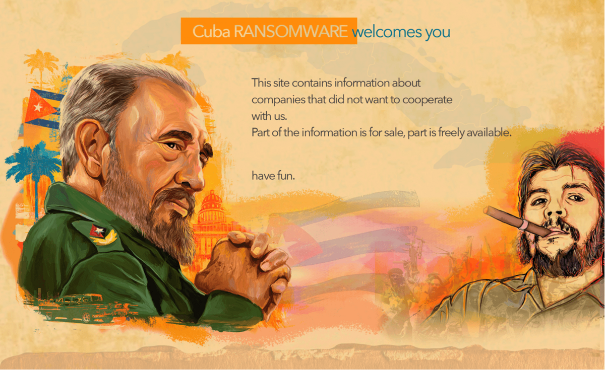 Site de fuite de données du groupe Cuba © Kaspersky