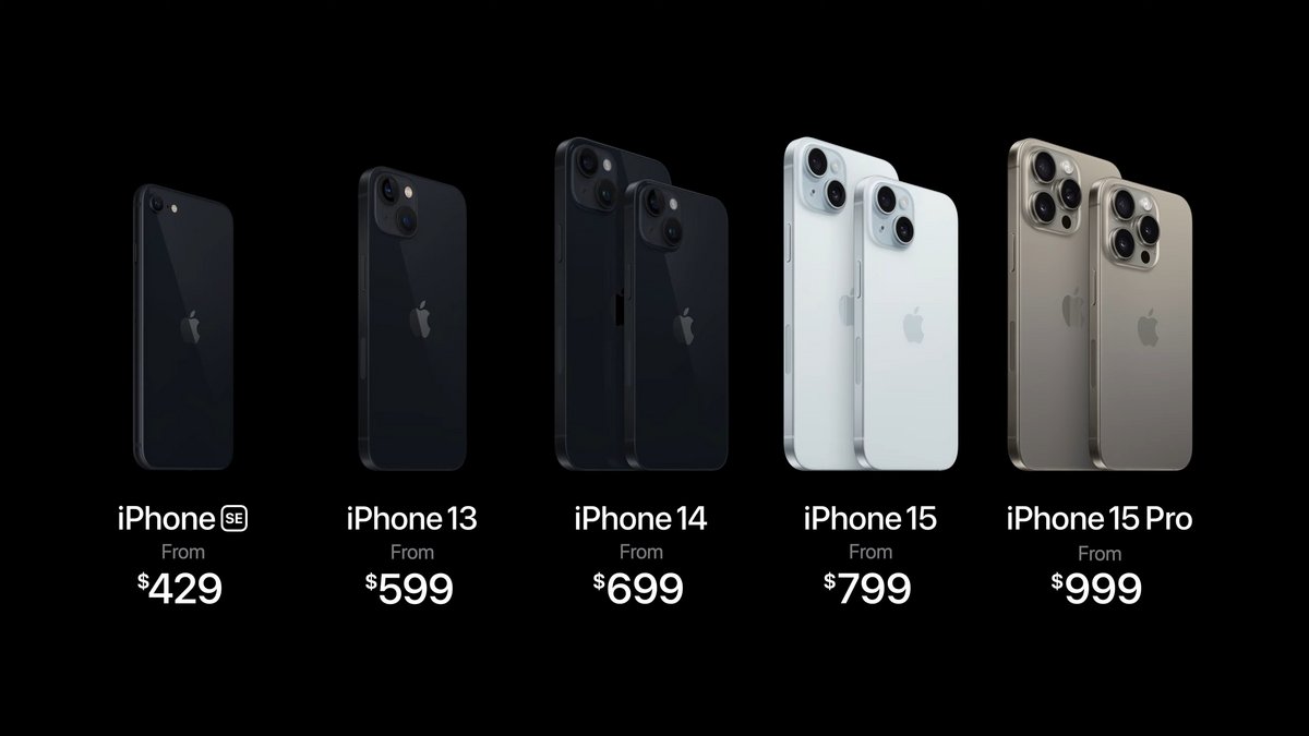 Le nouveau line-up des iPhone 15.